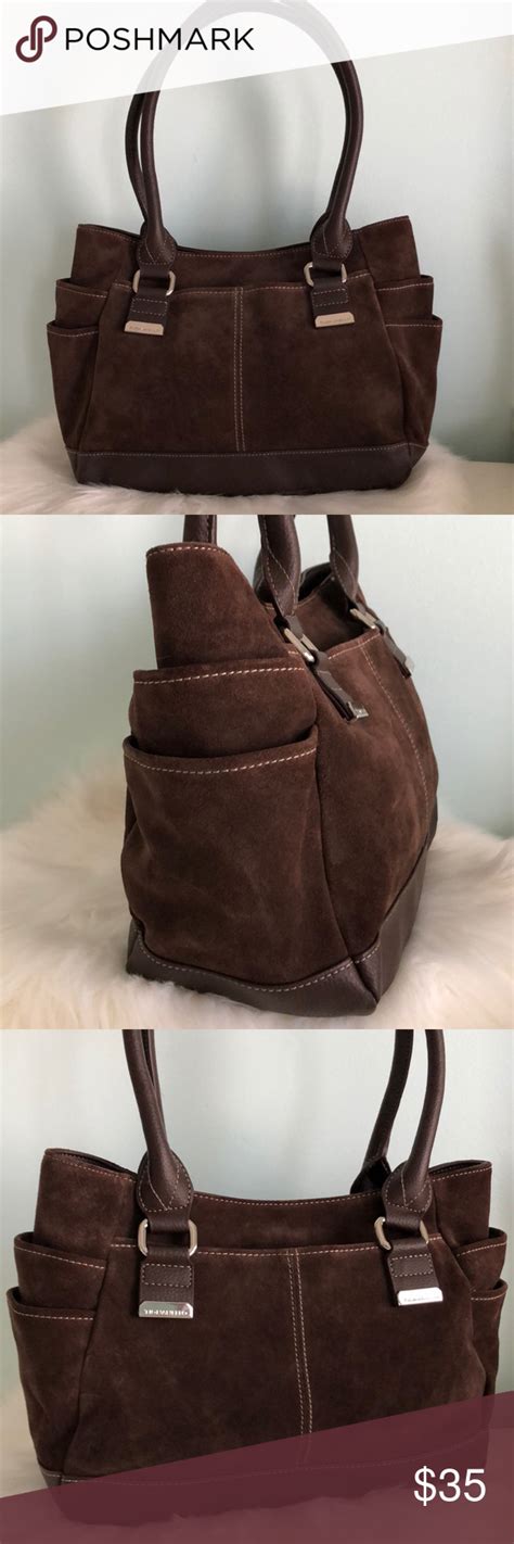 tignanello brown suede purses